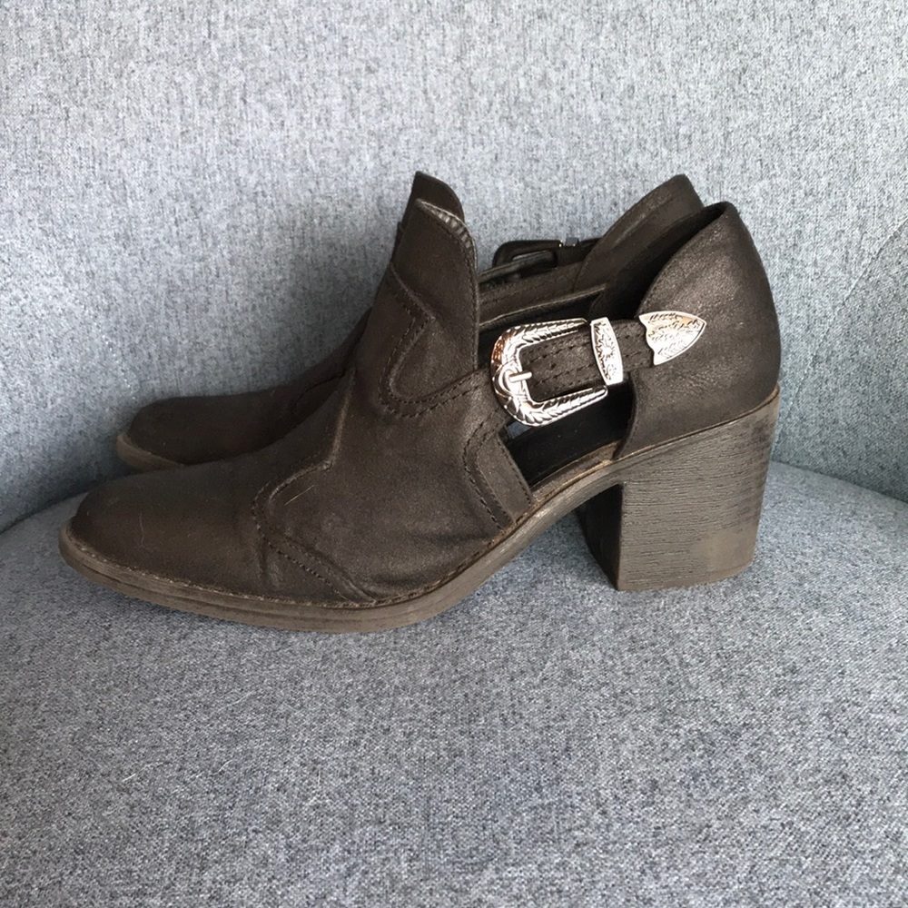 Black buckle booties
